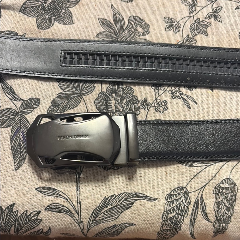 Bison Denim Business Men's Black Leather Belt